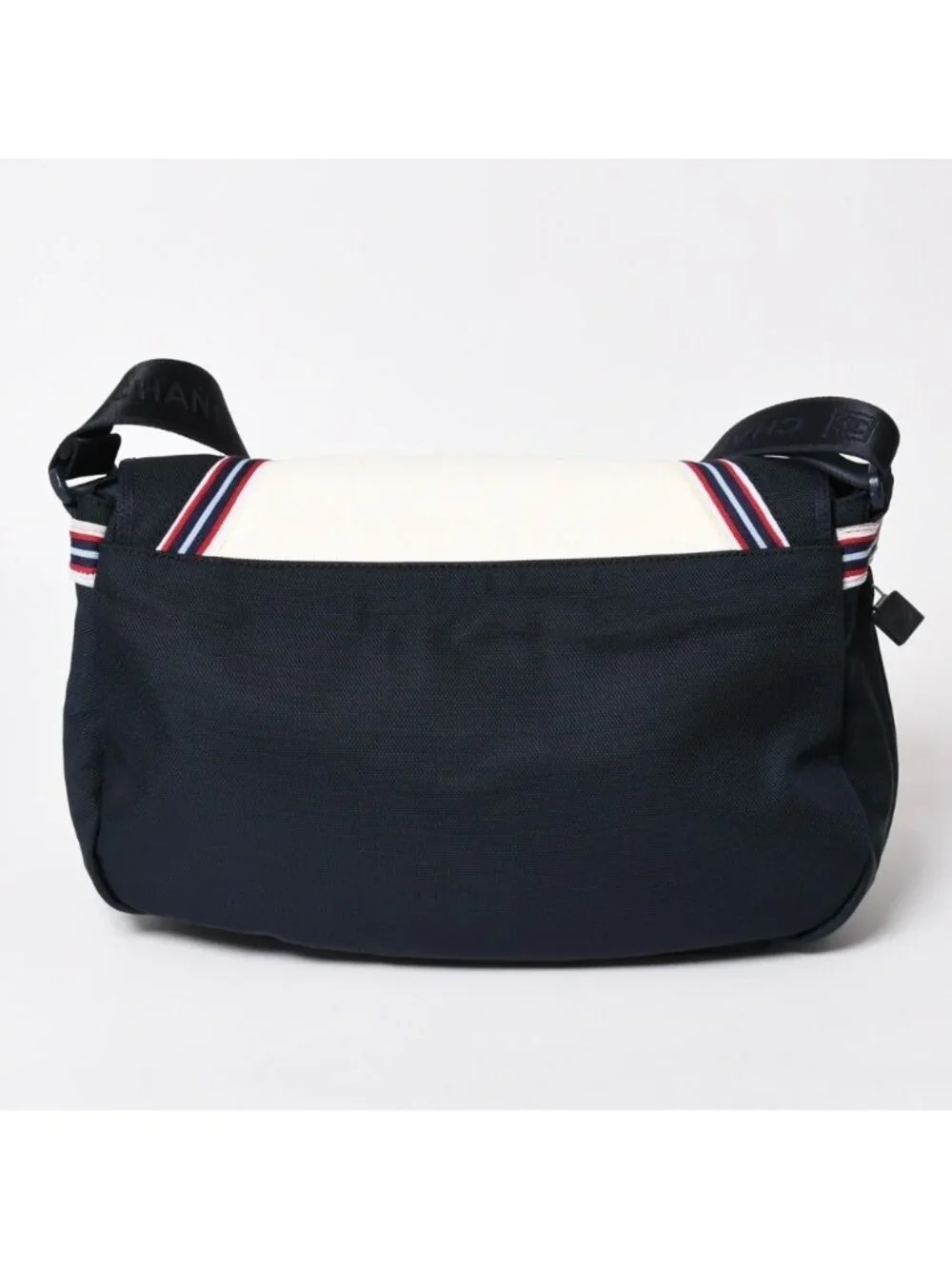 Chanel Sports Line Shoulder Bag CC Logo Navy Ivory Silver